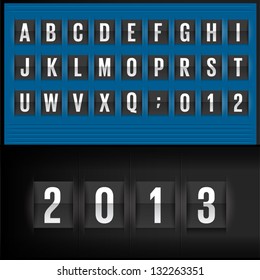 Set of letters on a mechanical timetable