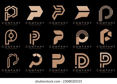 Set of letters P logo design. modern creative monogram icon design inspiration.
