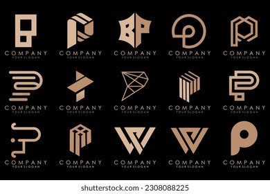 Set of letters P logo design. modern creative monogram icon design inspiration.