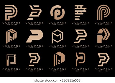 Set of letters P logo design. modern creative monogram icon design inspiration.