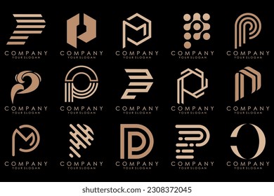 Conjunto de letras Diseño del logotipo P. inspiración moderna de diseño de iconos de monograma creativo.
