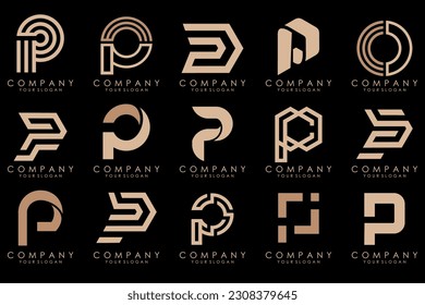 Set of letters P logo design. modern creative monogram icon design inspiration.