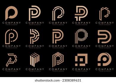 Conjunto de letras Diseño del logotipo P. inspiración moderna de diseño de iconos de monograma creativo.