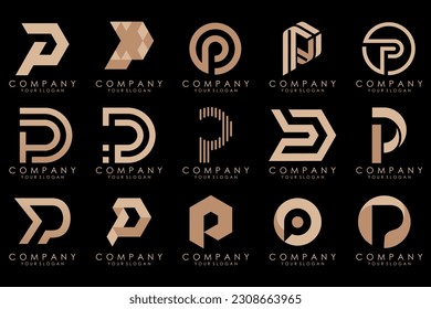 Set of letters P logo design. modern creative monogram icon design inspiration.
