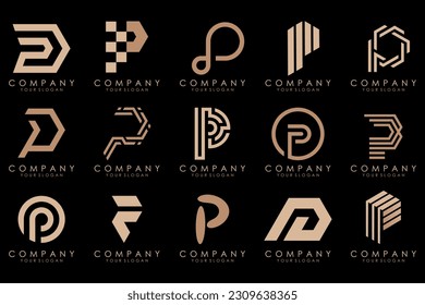 Set of letters P logo design. modern creative monogram icon design inspiration.