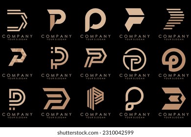 Set of letters P logo design. modern creative monogram icon design inspiration.