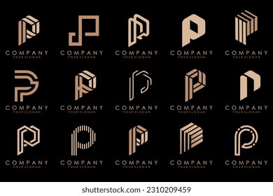 Set of letters P logo design. modern creative monogram icon design inspiration.