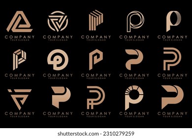 Conjunto de letras Diseño del logotipo P. inspiración moderna de diseño de iconos de monograma creativo.
