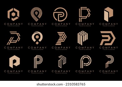 Set of letters P logo design. modern creative monogram icon design inspiration.