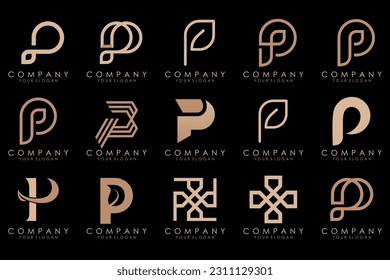 Set of letters P logo design. modern creative monogram icon design inspiration.