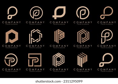 Set of letters P logo design. modern creative monogram icon design inspiration.