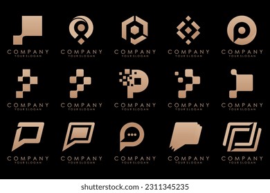 Conjunto de letras Diseño del logotipo P. inspiración moderna de diseño de iconos de monograma creativo.