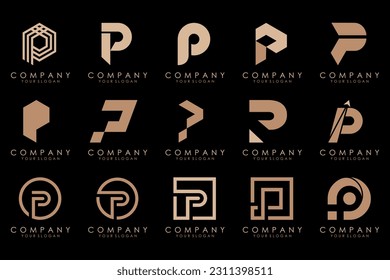 Set of letters P logo design. modern creative monogram icon design inspiration.