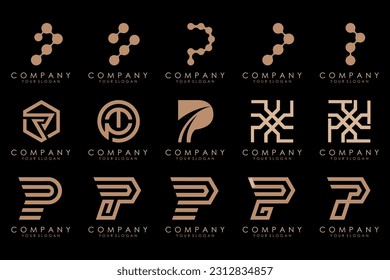 Conjunto de letras Diseño del logotipo P. inspiración moderna de diseño de iconos de monograma creativo.