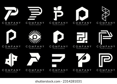 Set of letters P logo design. modern creative monogram icon design inspiration.