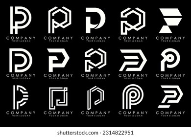 Set of letters P logo design. modern creative monogram icon design inspiration.