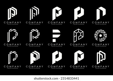 Set of letters P logo design. modern creative monogram icon design inspiration.