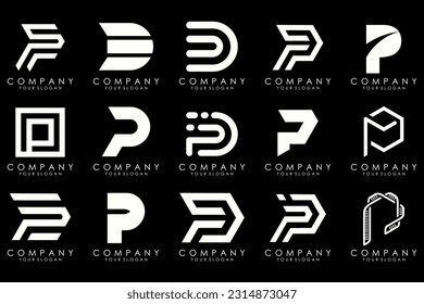 Set of letters P logo design. modern creative monogram icon design inspiration.
