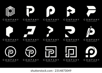 Conjunto de letras Diseño del logotipo P. inspiración moderna de diseño de iconos de monograma creativo.