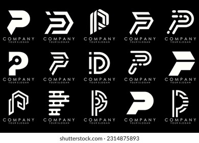 Set of letters P logo design. modern creative monogram icon design inspiration.