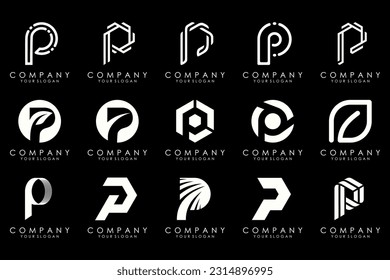 Set of letters P logo design. modern creative monogram icon design inspiration.