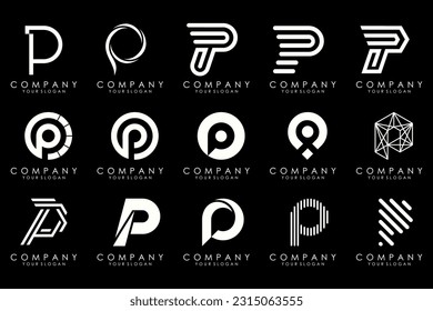 Set of letters P logo design. modern creative monogram icon design inspiration.
