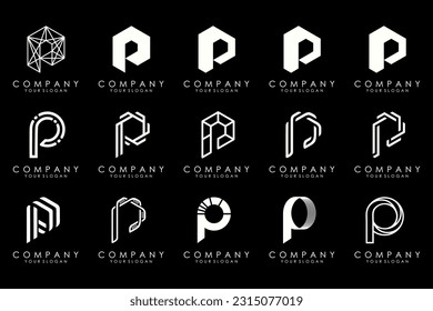 Set of letters P logo design. modern creative monogram icon design inspiration.