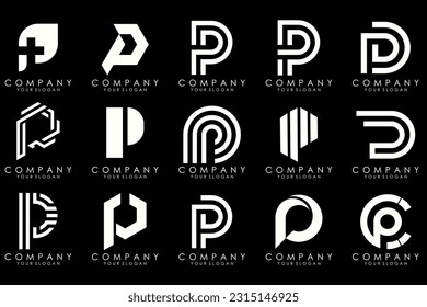 Set of letters P logo design. modern creative monogram icon design inspiration.