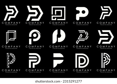 Set of letters P logo design. modern creative monogram icon design inspiration.