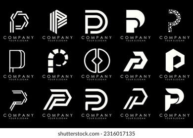 Set of letters P logo design. modern creative monogram icon design inspiration.