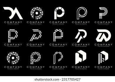 Set of letters P logo design. modern creative monogram icon design inspiration.