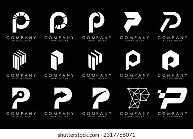 Set of letters P logo design. modern creative monogram icon design inspiration.