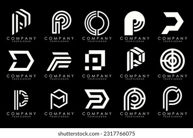 Set of letters P logo design. modern creative monogram icon design inspiration.