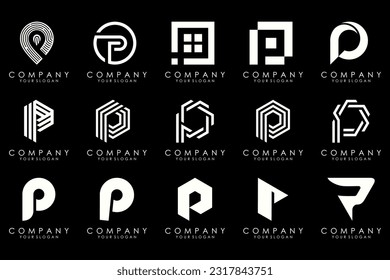 Set of letters P logo design. modern creative monogram icon design inspiration.