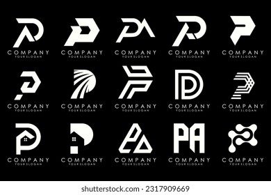 Conjunto de letras Diseño del logotipo P. inspiración moderna de diseño de iconos de monograma creativo.