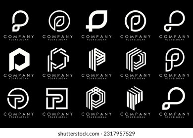 Set of letters P logo design. modern creative monogram icon design inspiration.