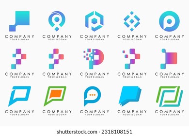 Set of letters P logo design. modern creative monogram icon design inspiration.