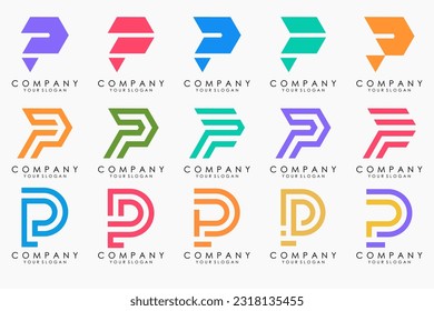 Conjunto de letras Diseño del logotipo P. inspiración moderna de diseño de iconos de monograma creativo.
