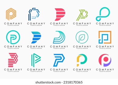 Set of letters P logo design. modern creative monogram icon design inspiration.