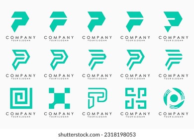 Set von Buchstaben P Logo Design. Moderne kreative Monogramm-Icon-Design-Inspiration.