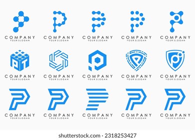 Set of letters P logo design. modern creative monogram icon design inspiration.