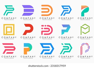 Set of letters P logo design. modern creative monogram icon design inspiration.