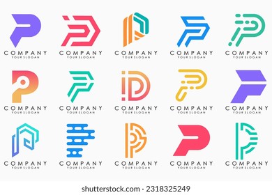 Set of letters P logo design. modern creative monogram icon design inspiration.