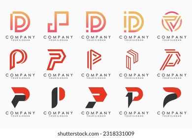 Set of letters P logo design. modern creative monogram icon design inspiration.
