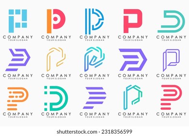 Conjunto de letras Diseño del logotipo P. inspiración moderna de diseño de iconos de monograma creativo.