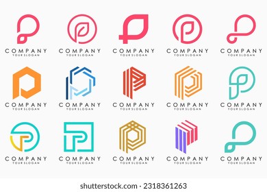 Set of letters P logo design. modern creative monogram icon design inspiration.