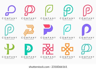 Set of letters P logo design. modern creative monogram icon design inspiration.