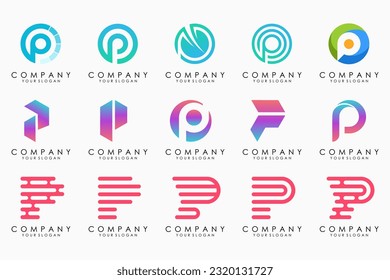 Set von Buchstaben P Logo Design. Moderne kreative Monogramm-Icon-Design-Inspiration.