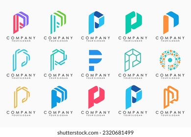 Set von Buchstaben P Logo Design. Moderne kreative Monogramm-Icon-Design-Inspiration.