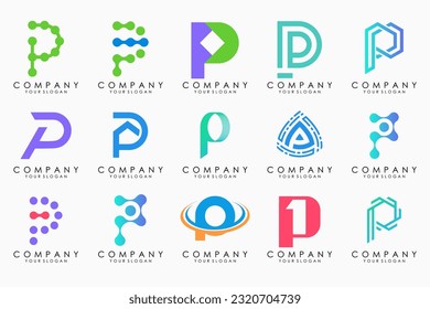 Set of letters P logo design. modern creative monogram icon design inspiration.